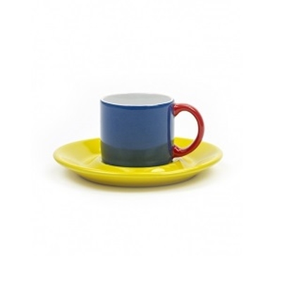 Serax Набор, кружка для эспрессо + блюдце(синий/желтый), d5 – h4.5cm