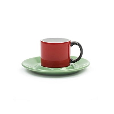 Serax Набор, кружка для эспрессо + блюдце(красный/зеленый), d5 – h4.5cm